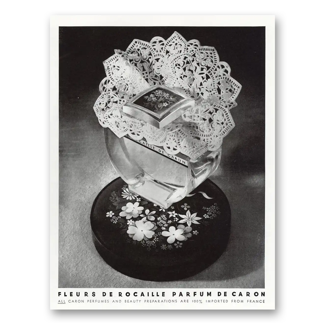 1948 Fleur de Rocaille Parfum Imported from France Vintage Magazine Print Ad