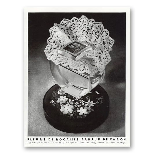 1948 Fleur de Rocaille Parfum Imported from France Vintage Magazine Print Ad