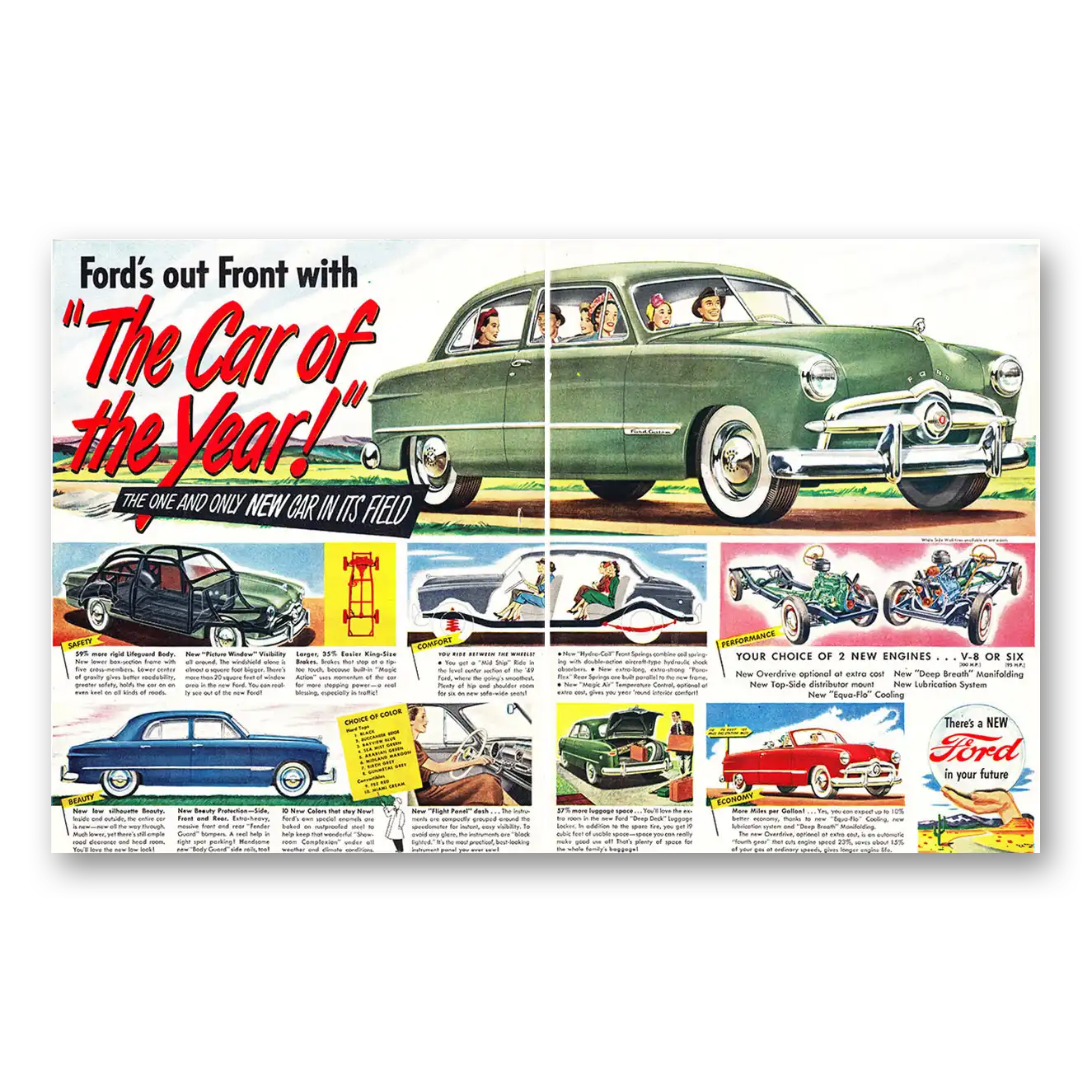 1948 Ford Car of the Year One and Only New Car In Its Field Vintage Magazine Print Ad