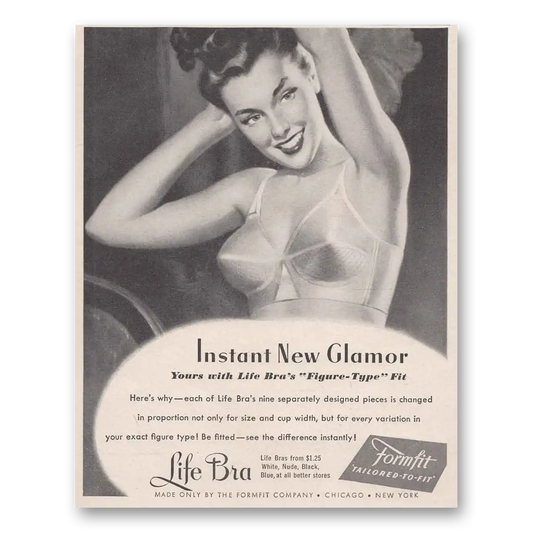 1948 Formfit Life Bra Instant New Glamor Vintage Magazine Print Ad