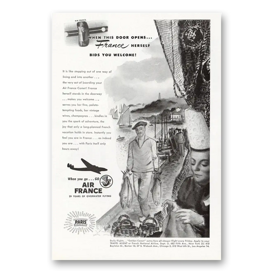 1948 Air France  When this Door Opens Vintage Magazine Print Ad