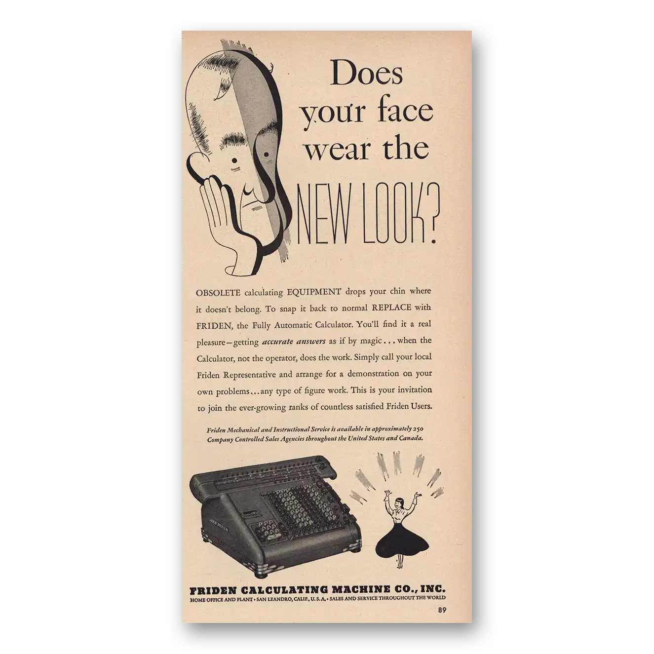 1948 Friden Calculating Machine Face Wear the New Look Vintage Magazine Print Ad