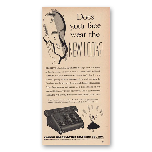 1948 Friden Calculating Machine Face Wear the New Look Vintage Magazine Print Ad