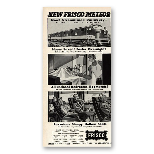 1948 Frisco Meteor Railway Meteor Streamlined Railuxury Vintage Magazine Print Ad