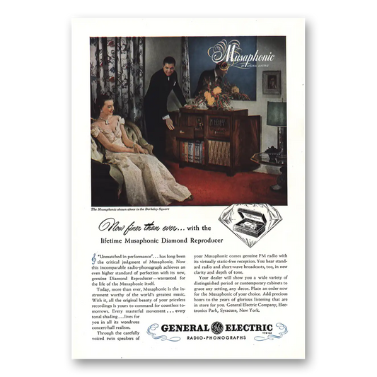 1948 General Electric Radio Musaphonic Diamond Reproducer Vintage Magazine Print Ad