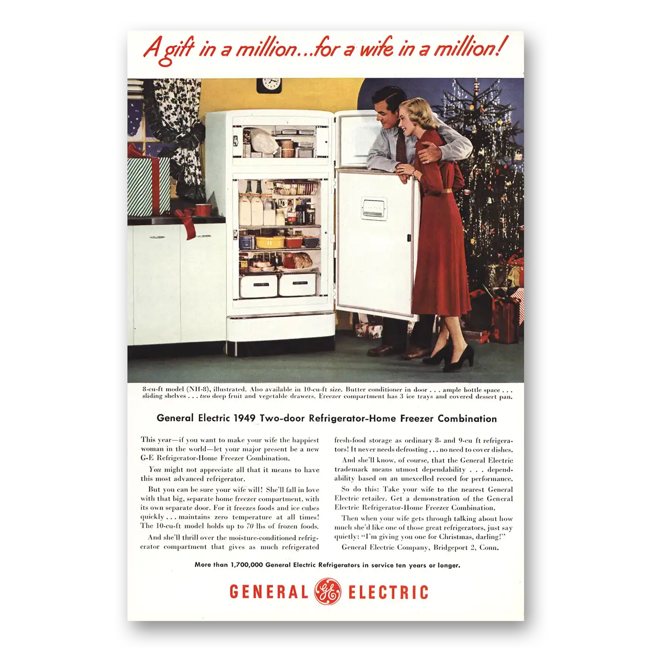 1948 General Electric Refrigerator Two Door Refrigerator Wife in a Million Vintage Magazine Print Ad