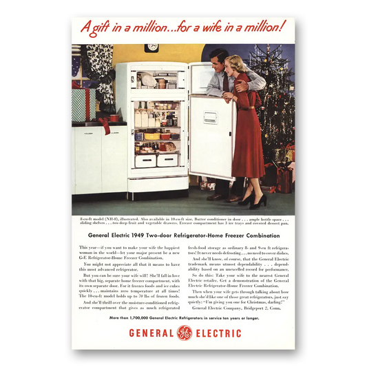 1948 General Electric Refrigerator Two Door Refrigerator Wife in a Million Vintage Magazine Print Ad