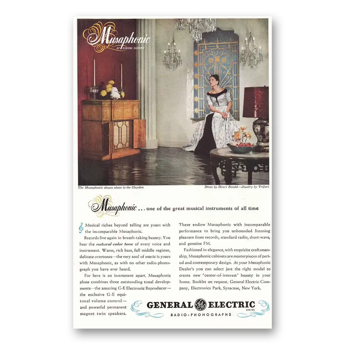 1948 General Electric Radio Musaphonic One of Greatest Musical Instruments Vintage Magazine Print Ad