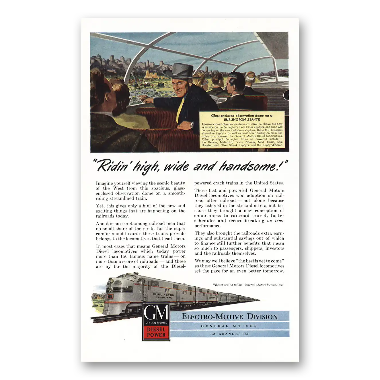 1948 GM Electro Motive Ridin High Wide and Handsome Vintage Magazine Print Ad