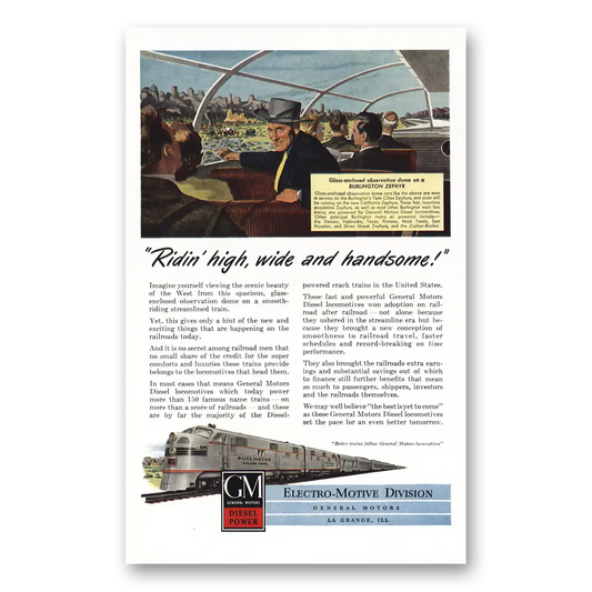 1948 GM Electro Motive Ridin High Wide and Handsome Vintage Magazine Print Ad