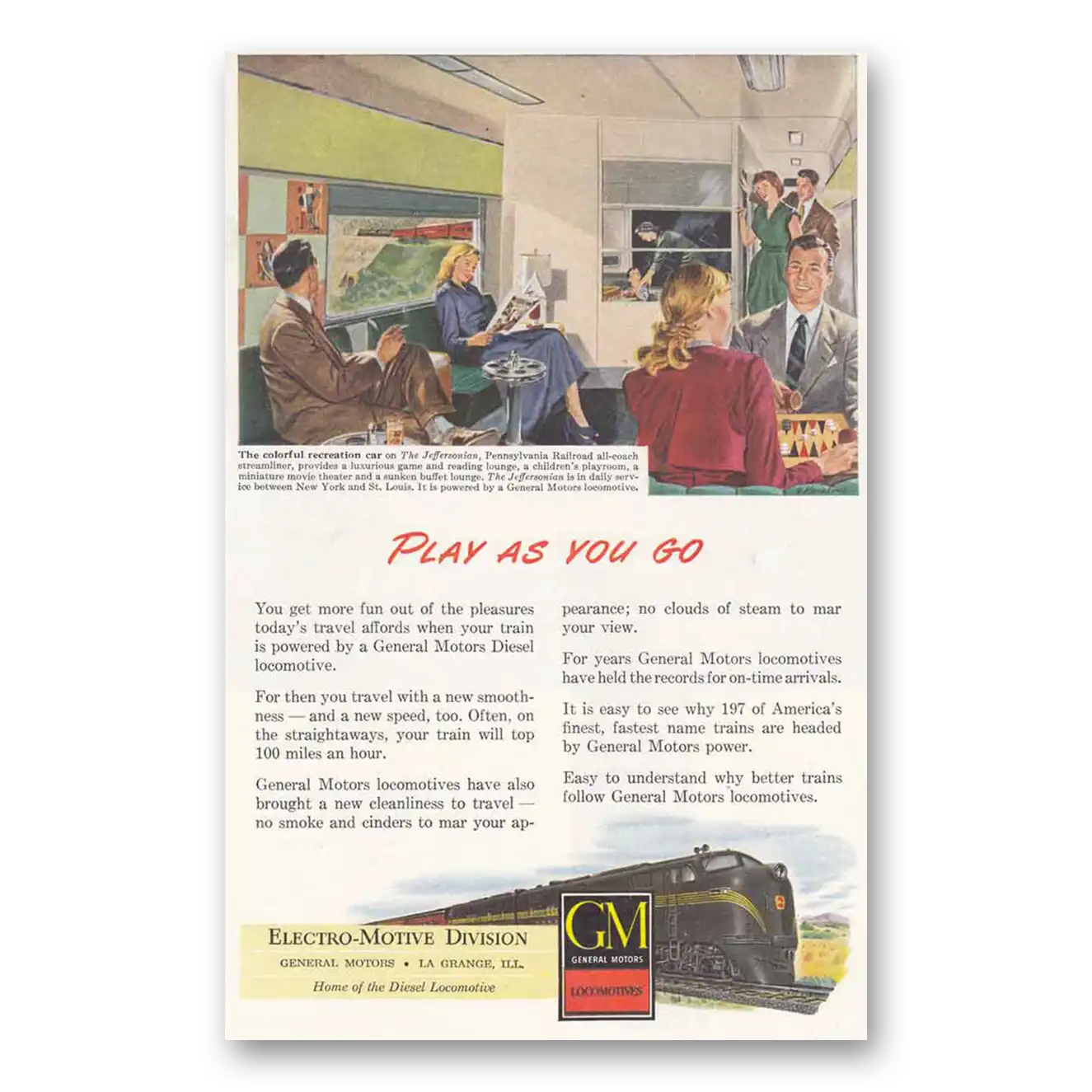 1948 GM Electro Motive Play as You Go Recreation Car Vintage Magazine Print Ad