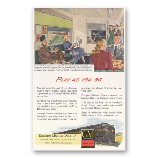 1948 GM Electro Motive Play as You Go Recreation Car Vintage Magazine Print Ad