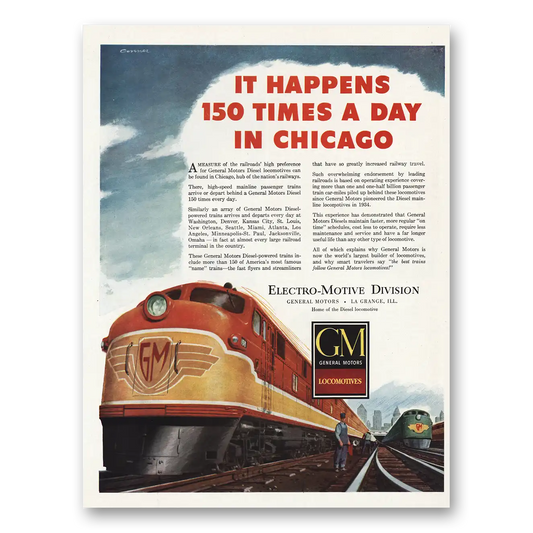 1948 GM Electro Motive 150 Times a Day in Chicago Vintage Magazine Print Ad