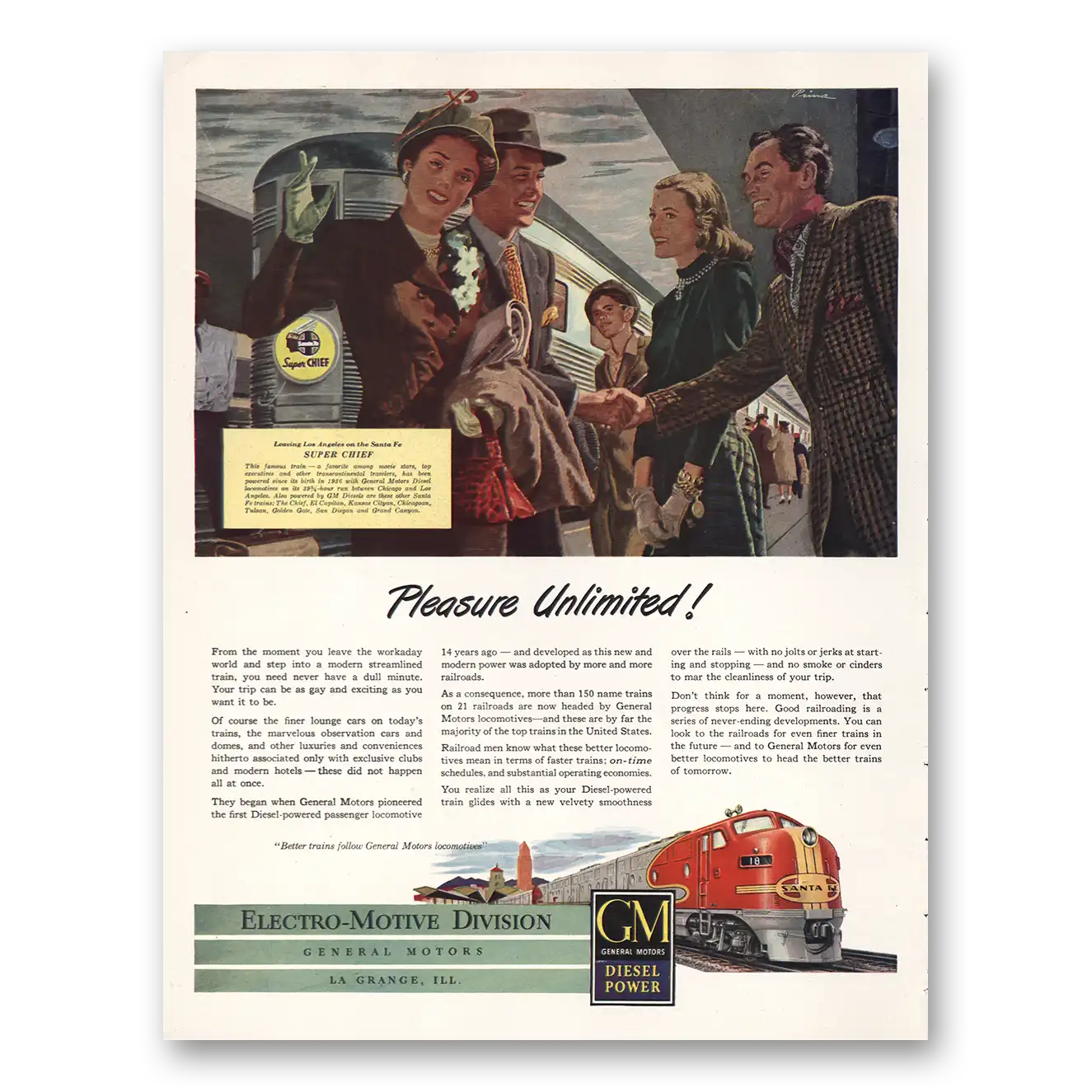 1948 GM Electro Motive Pleasure Unlimited Vintage Magazine Print Ad