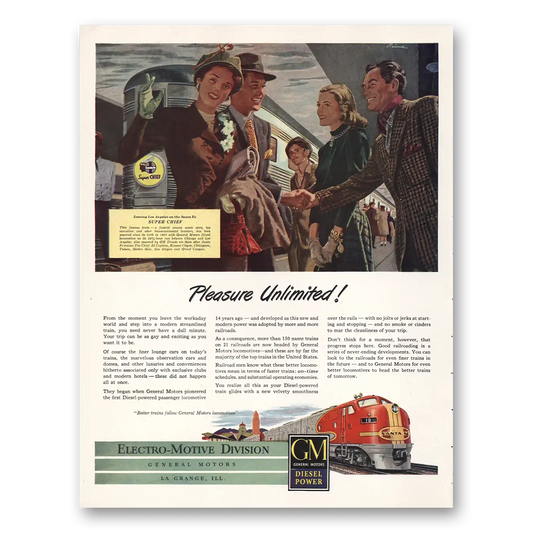 1948 GM Electro Motive Pleasure Unlimited Vintage Magazine Print Ad