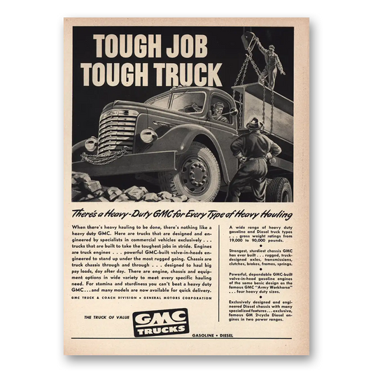 1948 GMC Trucks Tough Job Tough Truck Vintage Magazine Print Ad