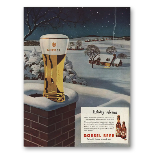 1948 Goebel Beer Holiday Welcome Vintage Magazine Print Ad