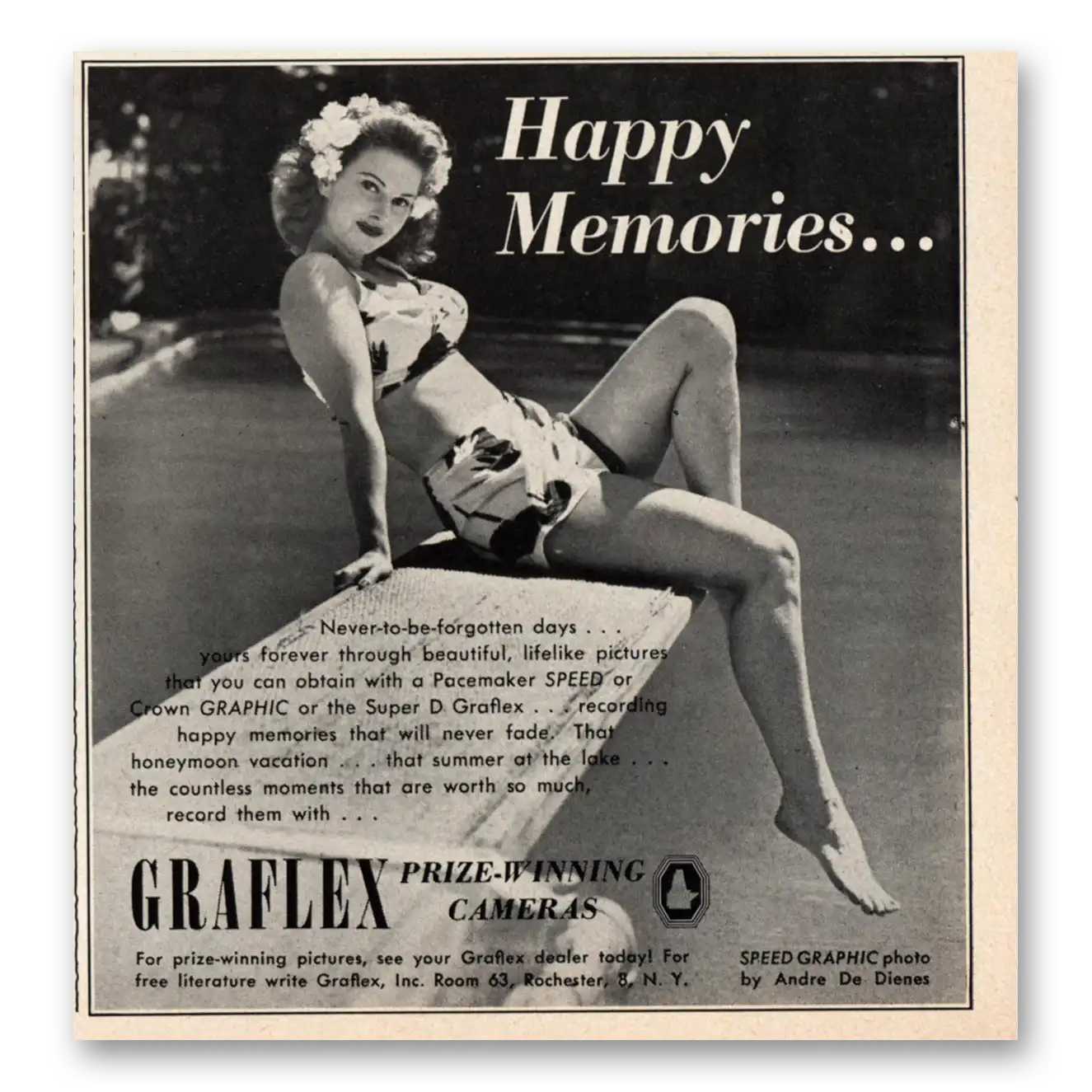 1948 Graflex Cameras Happy Memories Vintage Magazine Print Ad