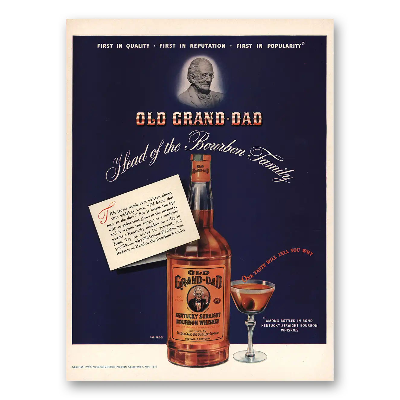 1948 Old Grand-Dad Bourbon Whiskey Truest Words Ever Written Vintage Magazine Print Ad