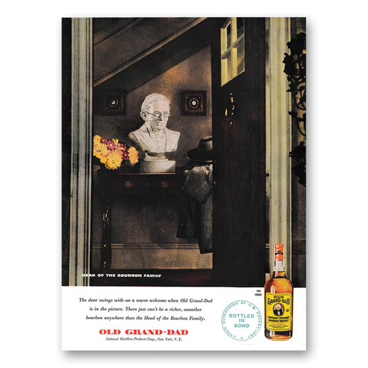 1948 Old Grand-Dad Bourbon Whiskey Door Swings Wide On a Warm Welcome Vintage Magazine Print Ad