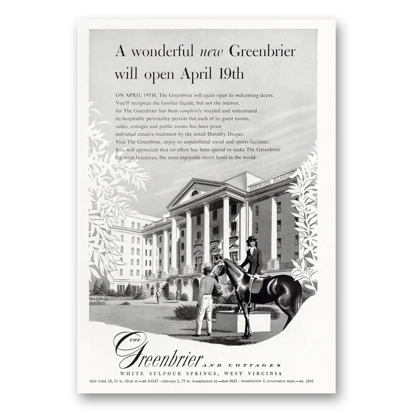 1948 Greenbrier Open April 19th Vintage Magazine Print Ad