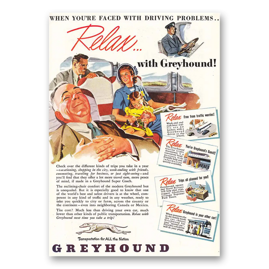 1948 Greyhound When You're Faced with Driving Problem Vintage Magazine Print Ad