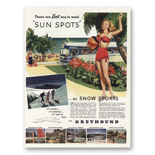 1948 Greyhound Sun Spots Vintage Magazine Print Ad