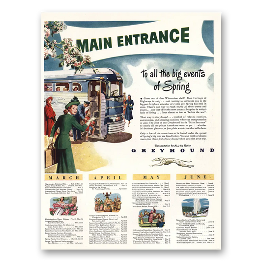 1948 Greyhound Main Entrance Spring Vintage Magazine Print Ad