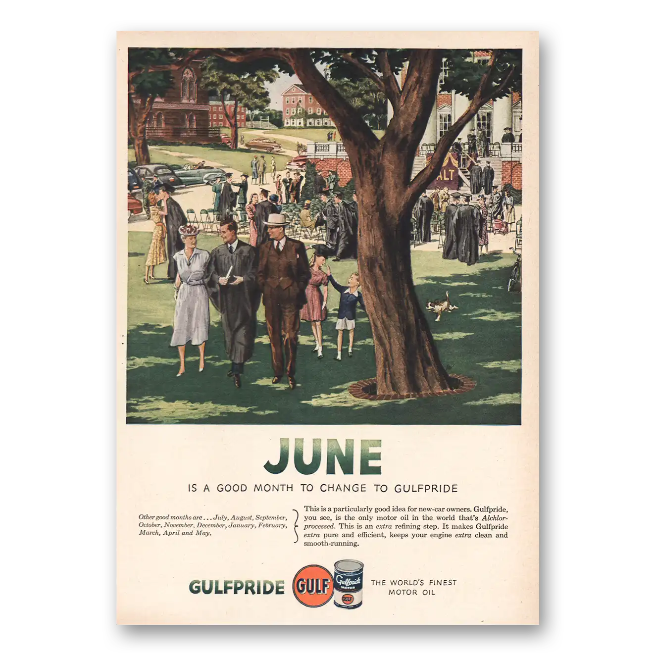 1948 Gulf Oil June Good Month to Change Vintage Magazine Print Ad