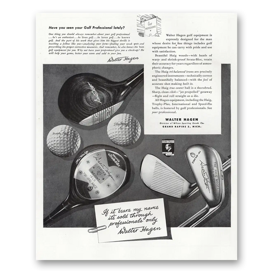 1948 Walter Hagen Golf Have You Seen Your Golf Professional Lately Vintage Magazine Print Ad