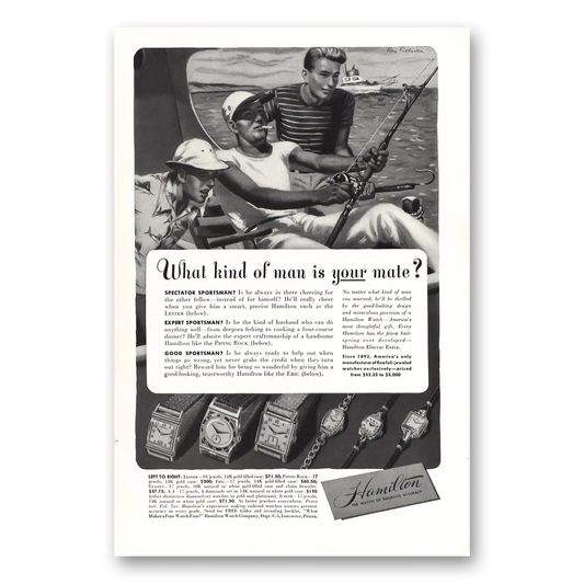 1948 Hamilton Watch What Kind of Man Is Your Mate Vintage Magazine Print Ad