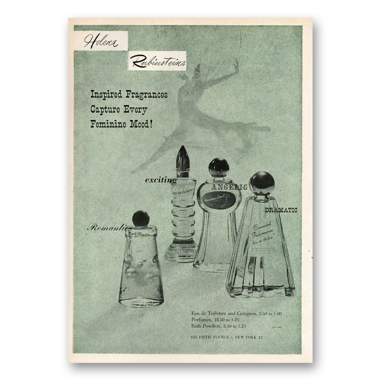 1948 Helena Rubinstein Perfume Inspired Fragrances Capture Every Feminine Mood Vintage Magazine Print Ad