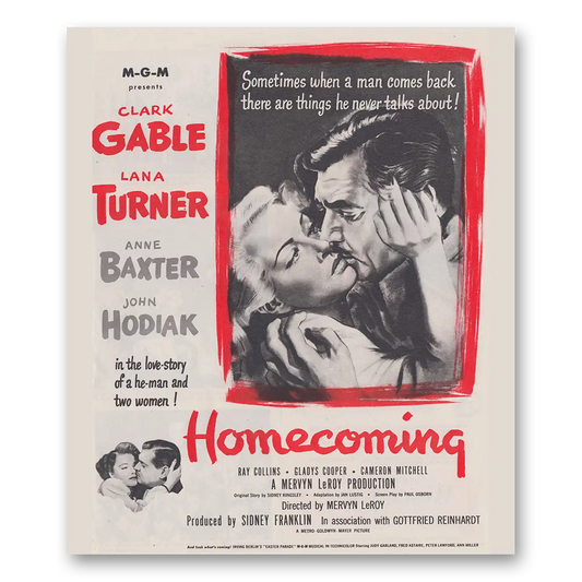 1948 Homecoming Movie Promo Clark Gable Lana Turner and Anne Baxter Vintage Magazine Print Ad