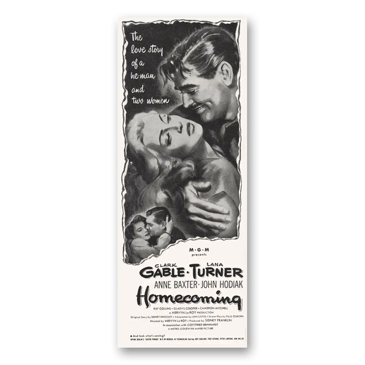 1948 Homecoming Movie Promo Clark Gable and Lana Turner Vintage Magazine Print Ad