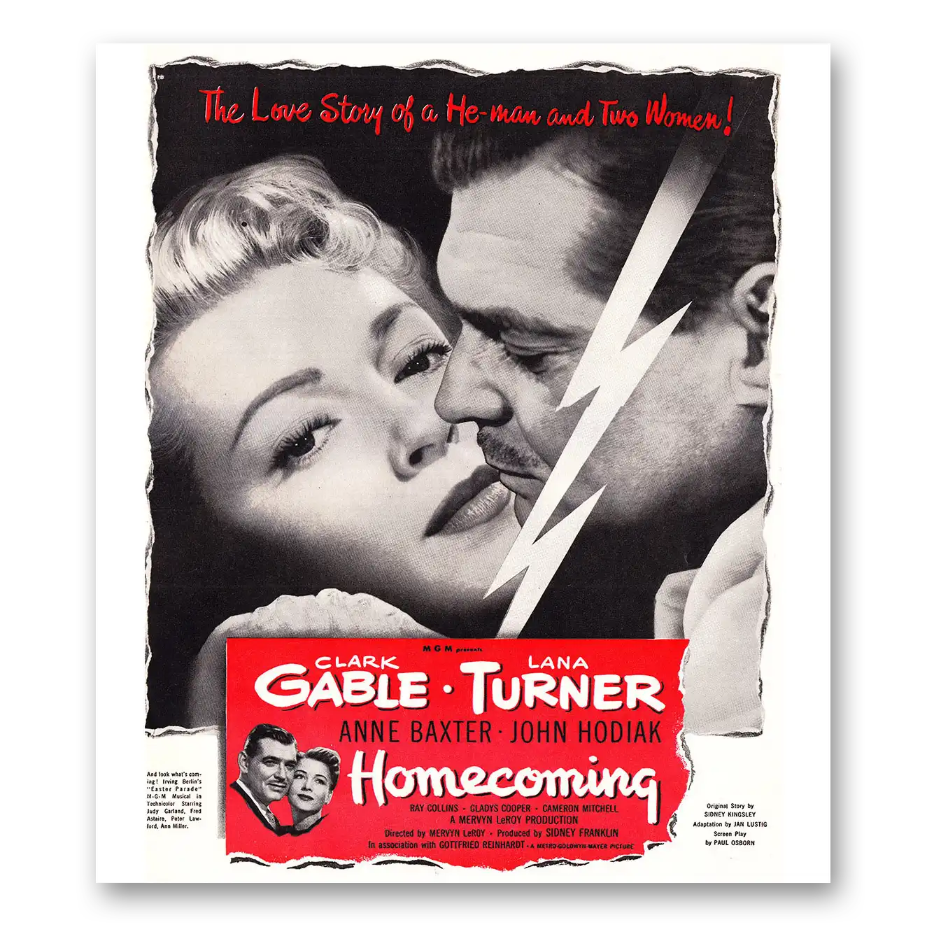 1948 Homecoming Movie Promo Clark Gable and Lana Turner Vintage Magazine Print Ad