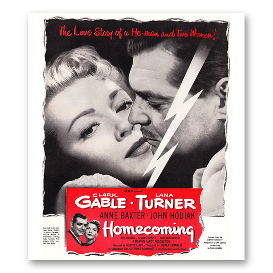 1948 Homecoming Movie Promo Clark Gable and Lana Turner Vintage Magazine Print Ad