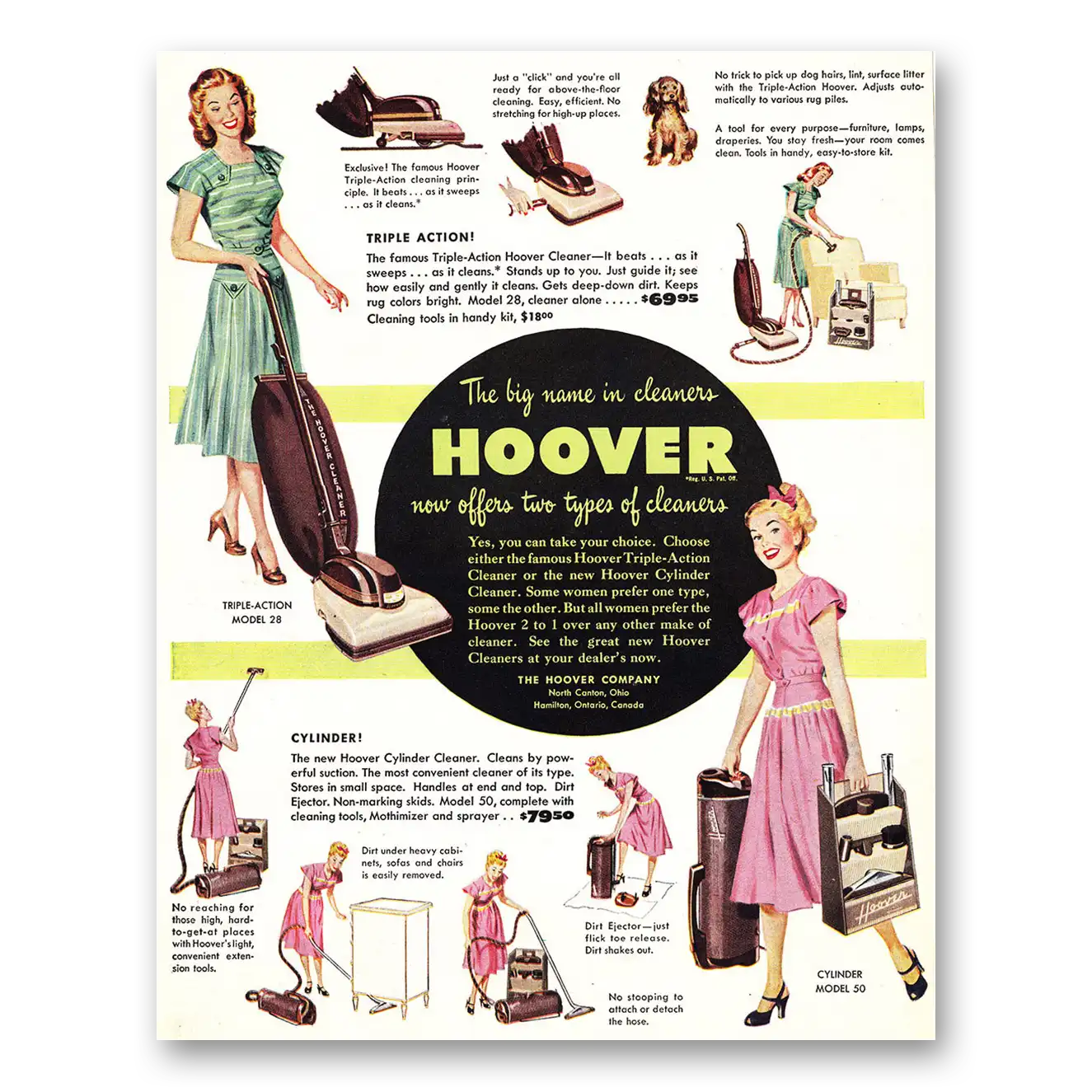 1948 Hoover Vacuum Big Name in Cleaners Vintage Magazine Print Ad