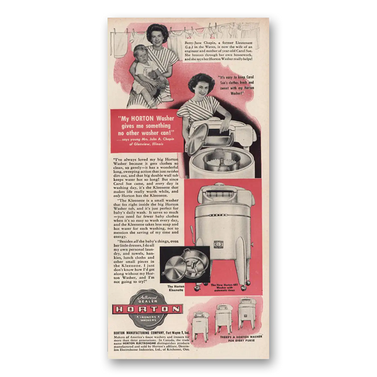 1948 Horton Washer Washer Gives Me Something No Other Washer Can Vintage Magazine Print Ad