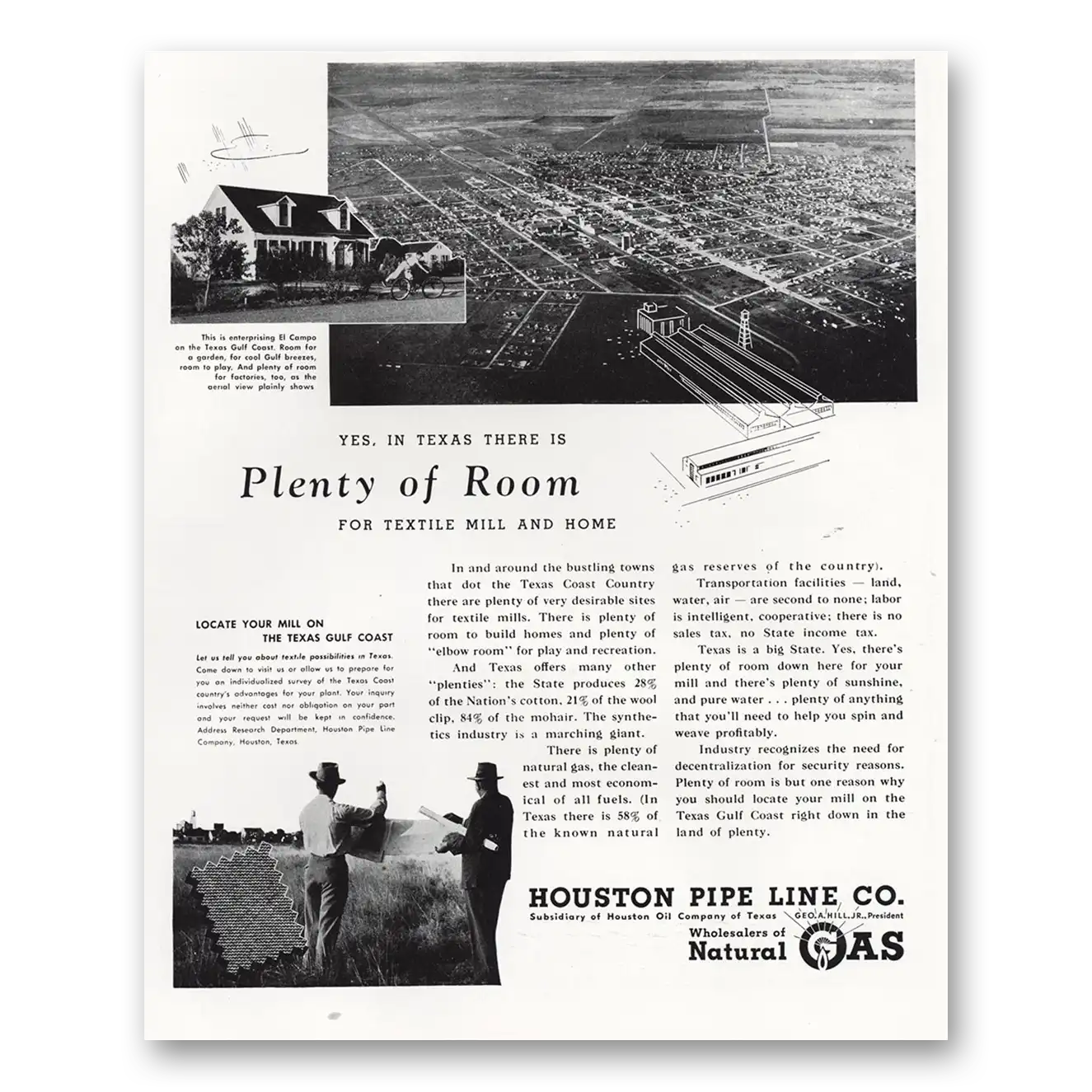 1948 Houston Pipe Line Texas There Is Plenty of Room Vintage Magazine Print Ad