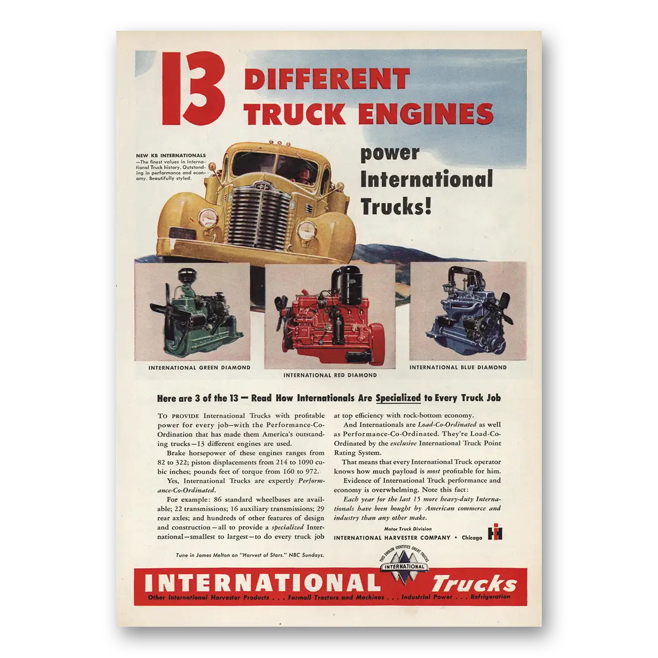 1948 International Trucks Different Truck Engines Vintage Magazine Print Ad