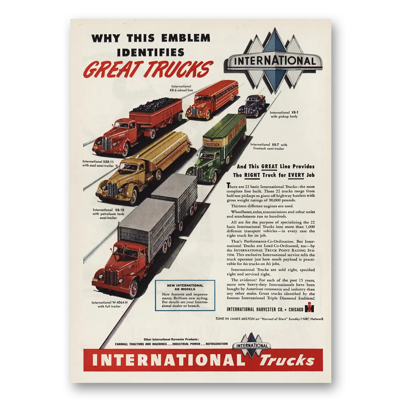 1948 International Trucks Emblem Identifies Great Trucks Vintage Magazine Print Ad