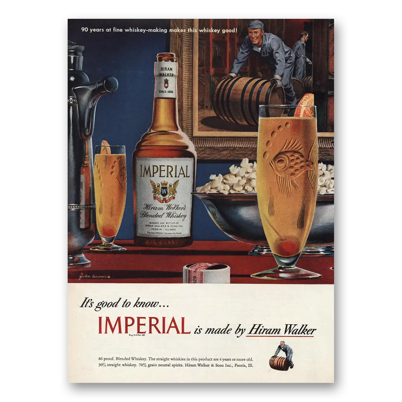 1948 Imperial Whiskey 90 Years Fine Whiskey Making Vintage Magazine Print Ad