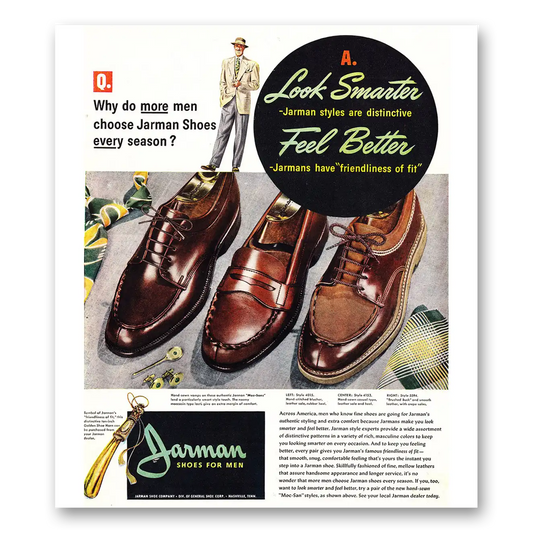 1948 Jarman Shoes Look Smarter Vintage Magazine Print Ad