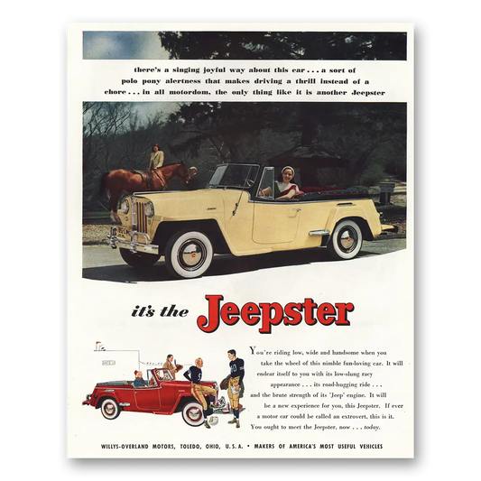 1948 Jeep Jeepster Singing Joyful Way About This Car Vintage Magazine Print Ad