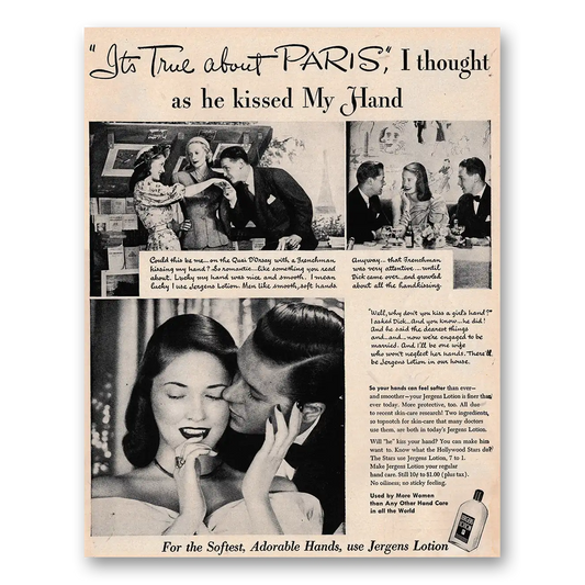 1948 Jergens Lotion True About Paris I Thought Vintage Magazine Print Ad