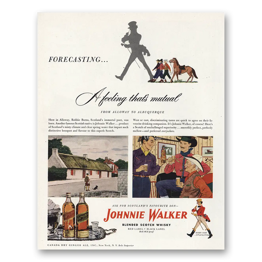 1948 Johnnie Walker From Alloway to Albuquerque Vintage Magazine Print Ad