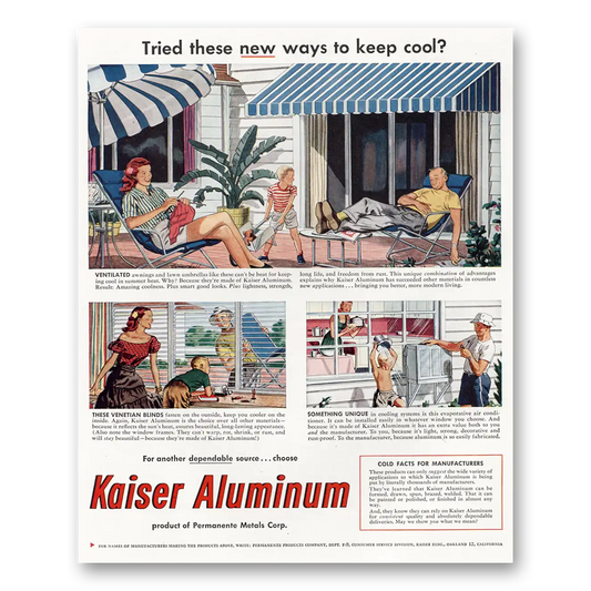 1948 Kaiser Aluminum Tried These New Ways to Keep Cool Vintage Magazine Print Ad