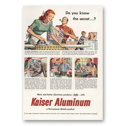 1948 Kaiser Aluminum Easier Laundering Vintage Magazine Print Ad