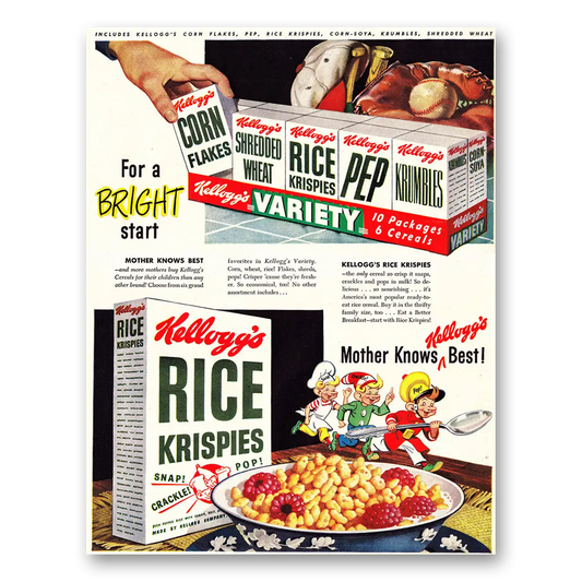 1948 Rice Krispies Cereal Variety Pack Vintage Magazine Print Ad