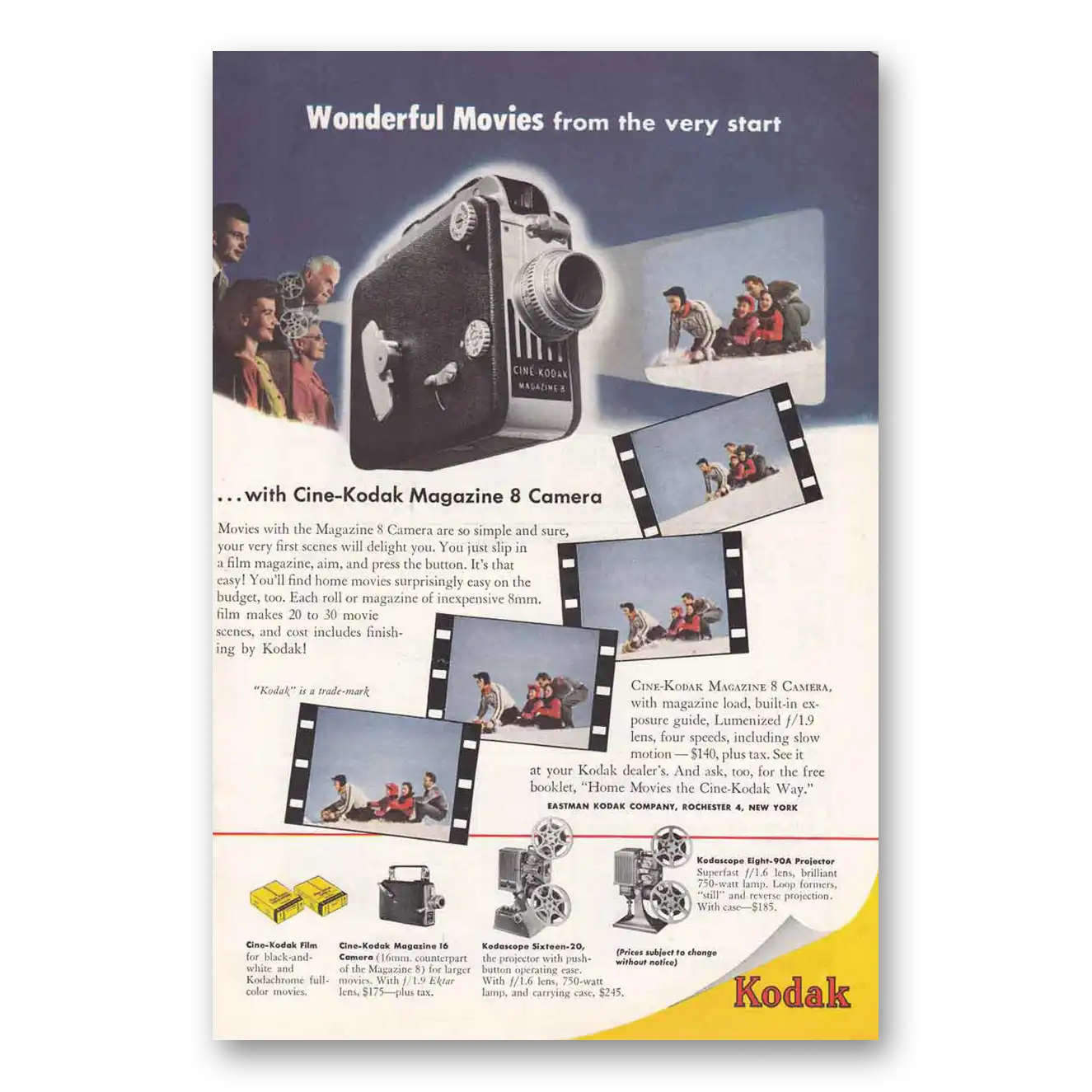 1948 Cine Kodak Magazine 8 Camera Wonderful Movies Vintage Magazine Print Ad